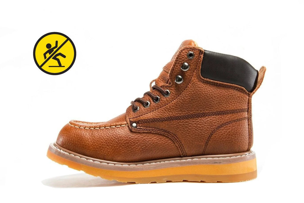Dark Brown Genuine Leather Work Boots J475