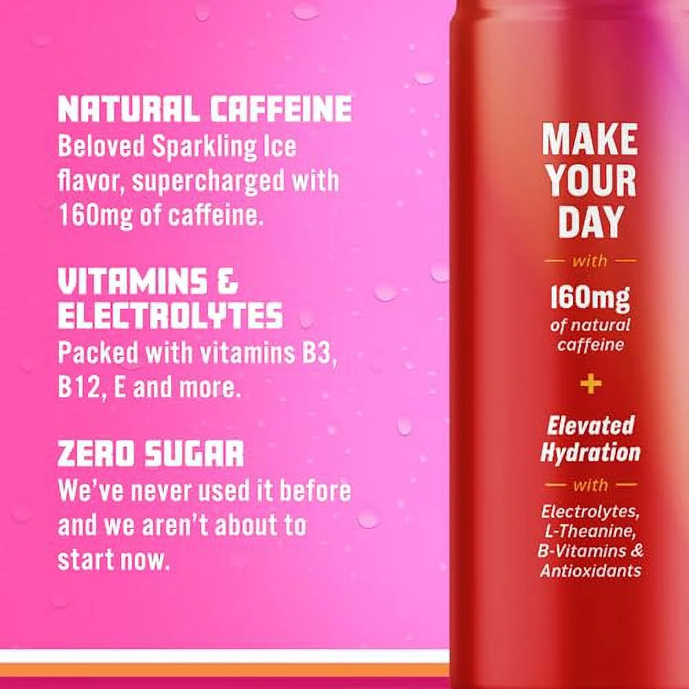 Sparkling Water with Vitamins & Electrolytes, Zero Sugar, 12 fl oz Cans (Pack of 12) Z8905