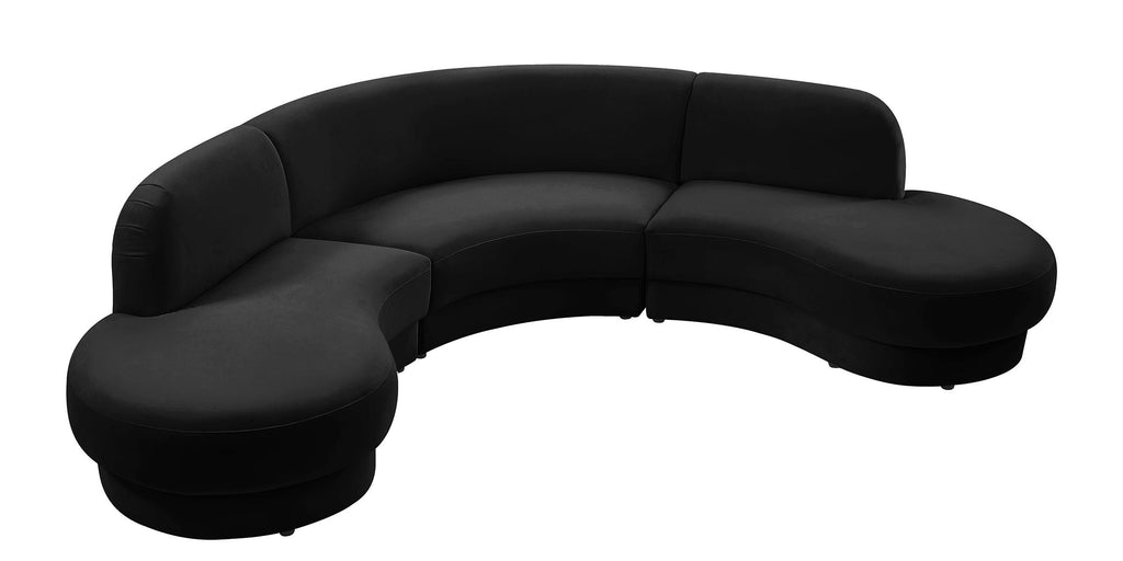 Black Velvet Sectional Sofa I743671