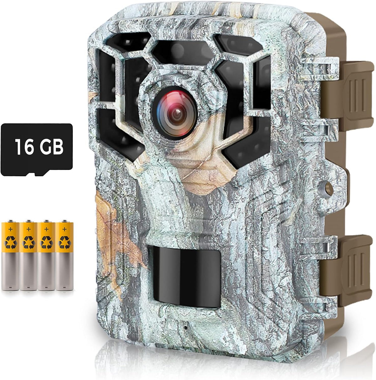 1080P 16MP Mini Hunting Trail Camera with 16GB SD Card and 4 Batteries, Pack of 2 X71292