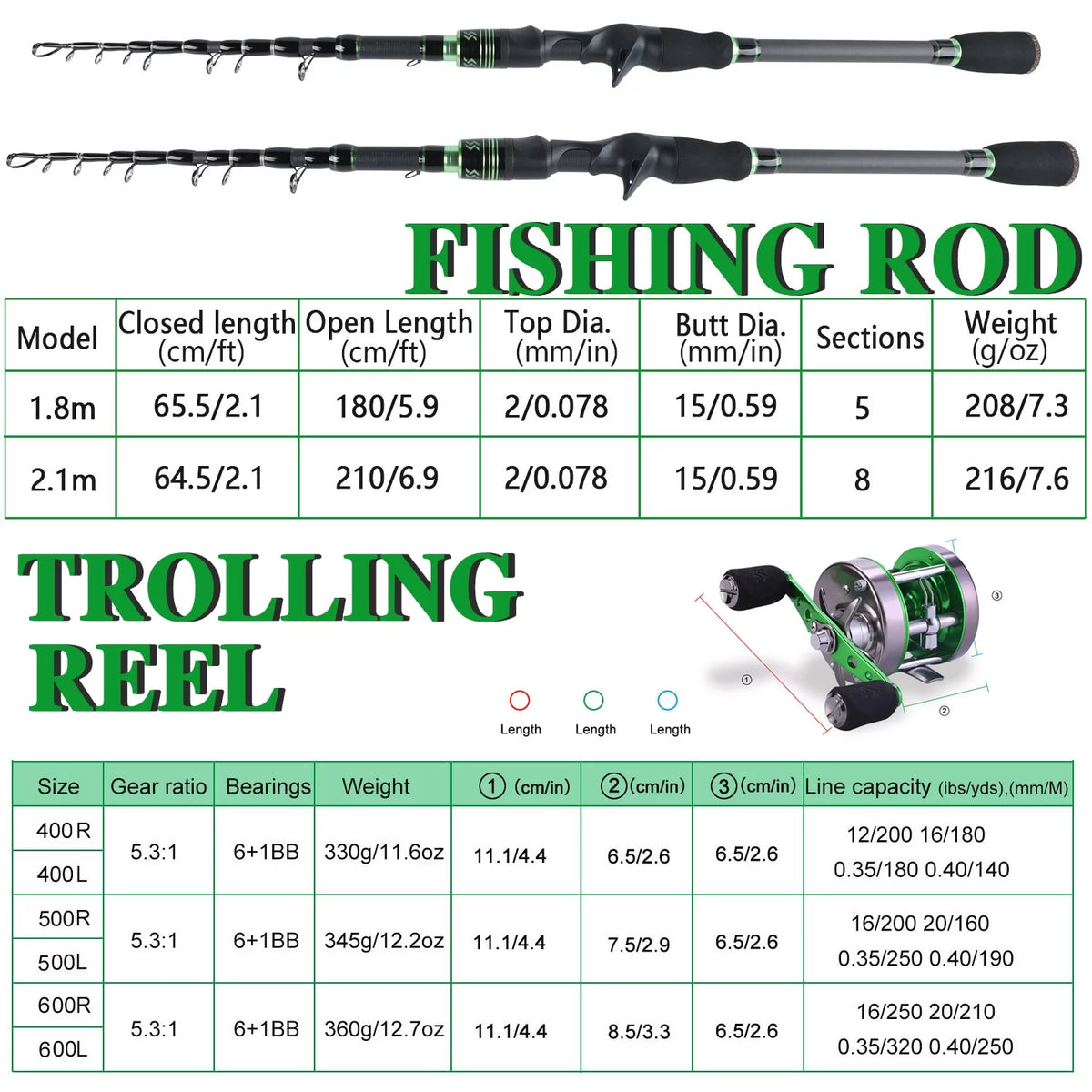 Telescopic Casting Rod and Baitcast Reel Fishing Combo D436088