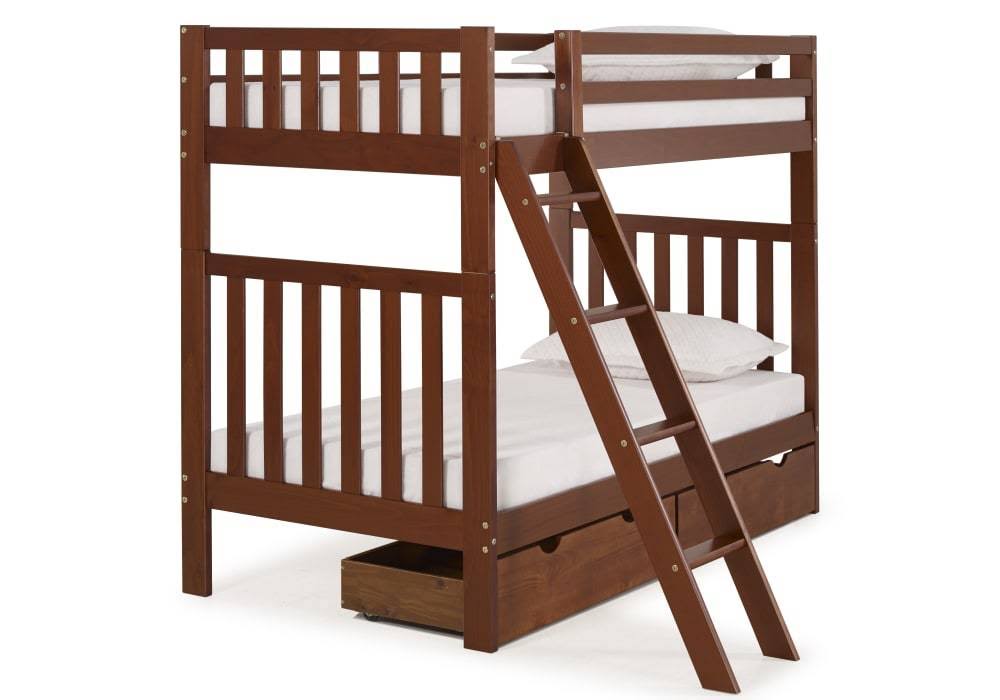 Twin Over Twin Bunk Bed with Storage Drawers, Dove Gray A206