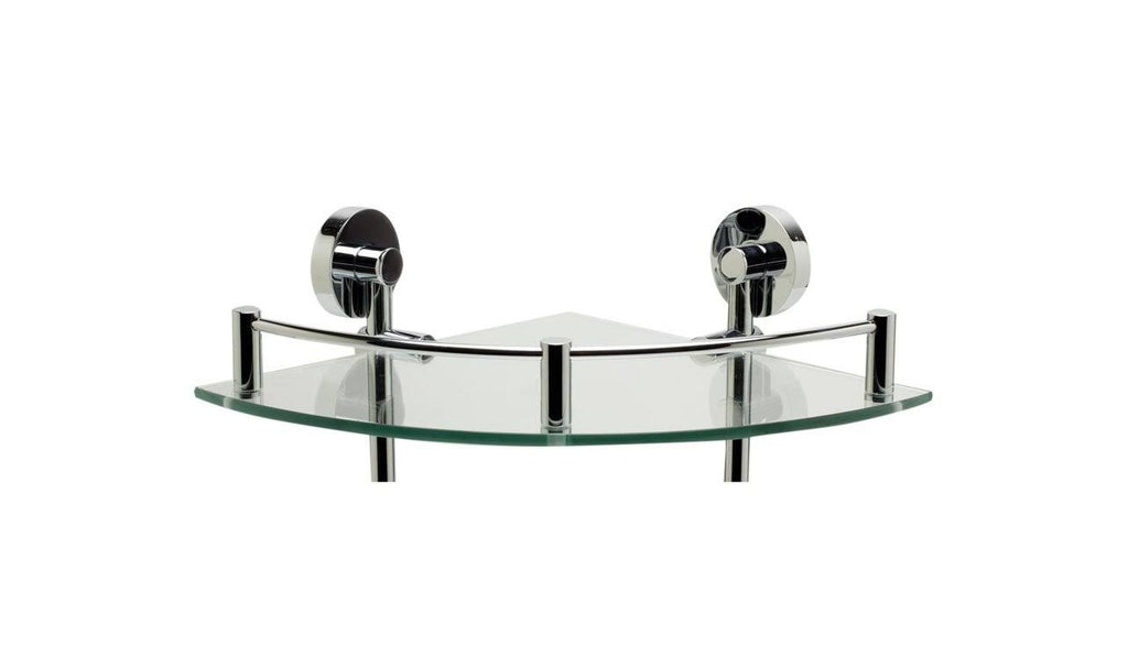 Polished Chrome Double Glass Shower Shelf Q96438