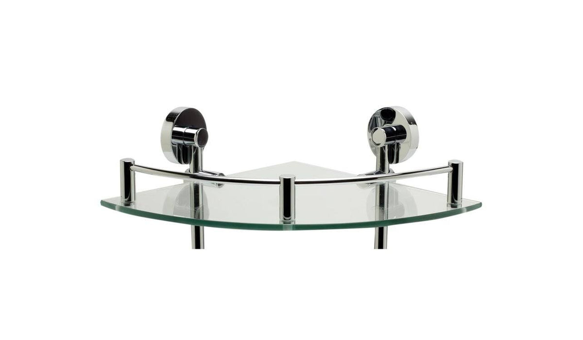 Polished Chrome Double Glass Shower Shelf Q96438