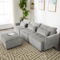 Grey Chenille Sectional Sofa with Convertible Ottoman O547