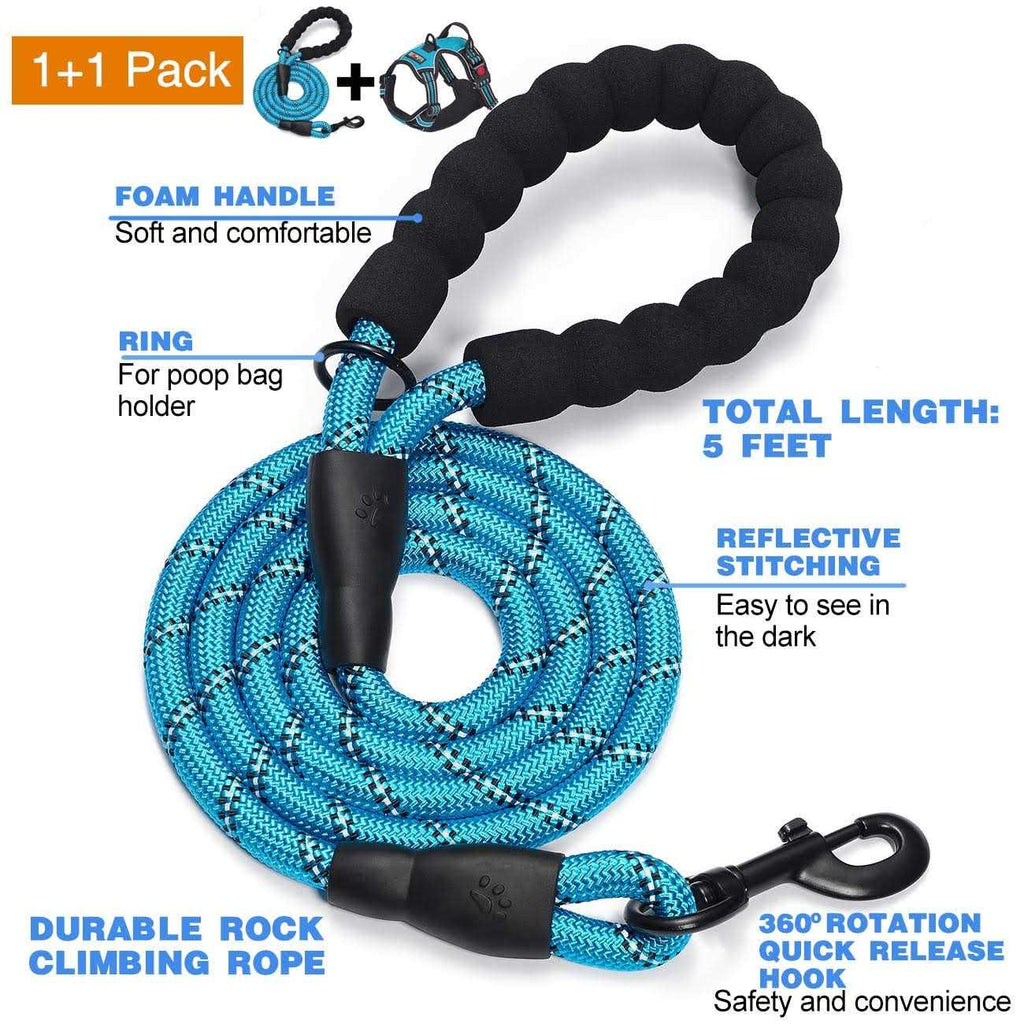 Adjustable Reflective Oxford Dog Harness with 5ft Dog Leash N101
