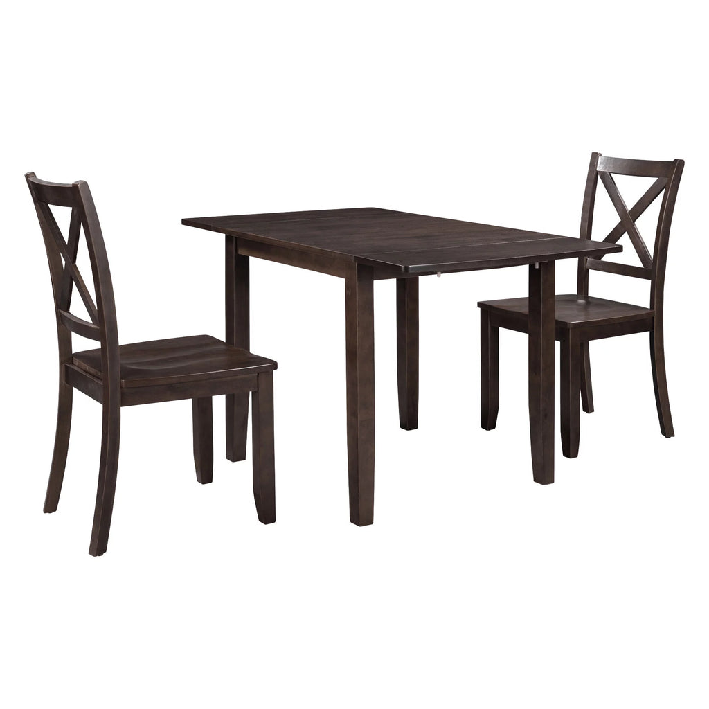 3-Piece Wood Drop Leaf Dining Table Set with 2 Chairs I66173