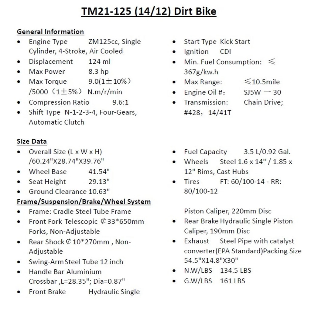 125cc Kick Start Dirt Bike G757