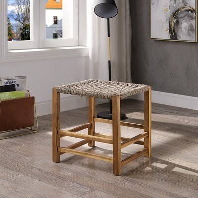 17.75&& Wide Square Footstool Ottoman Sand M645