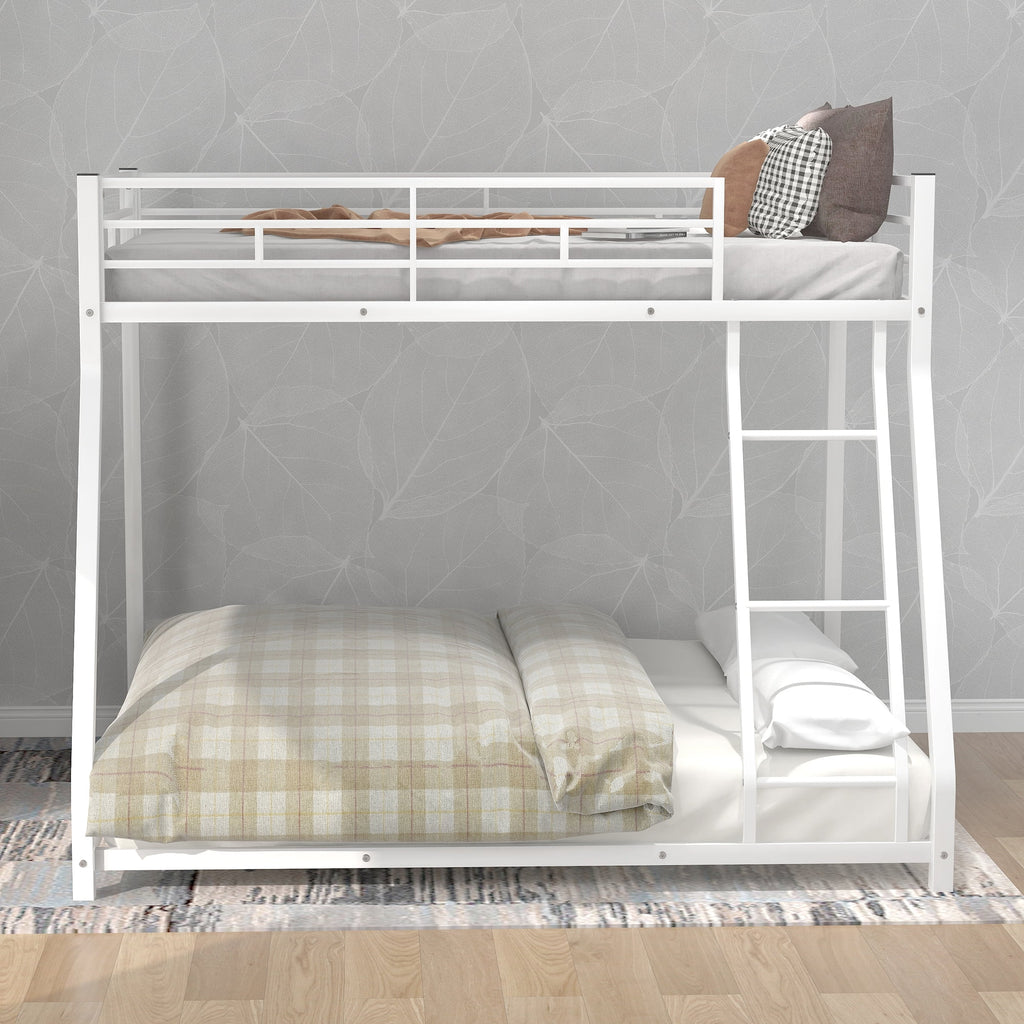 Metal Floor Bunk Bed Twin over Full White Q898