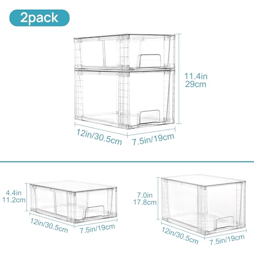 4 Pack Clear Stackable Plastic Storage Drawers R5315