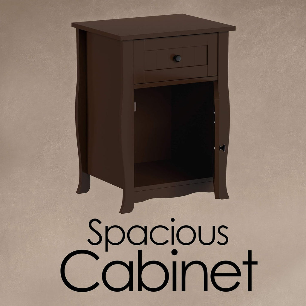 Dark Brown Accent Table with Storage Drawer and Cabinet V447