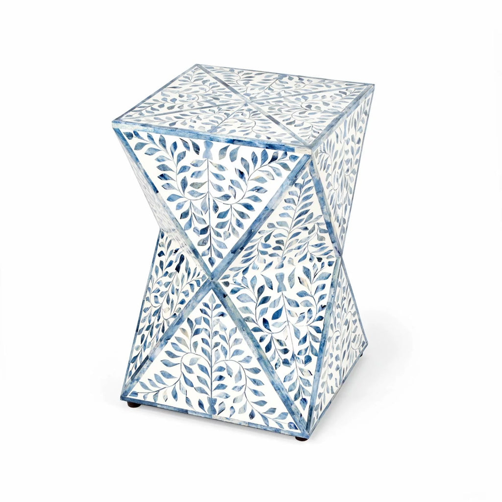 Blue and White Bone Inlay End Table V33815