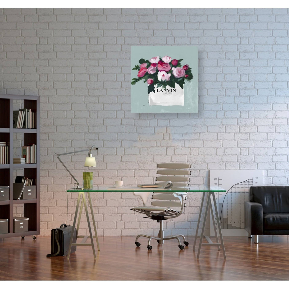 Pink and Mint Bouquet Canvas Art, 36W x 36H V45191