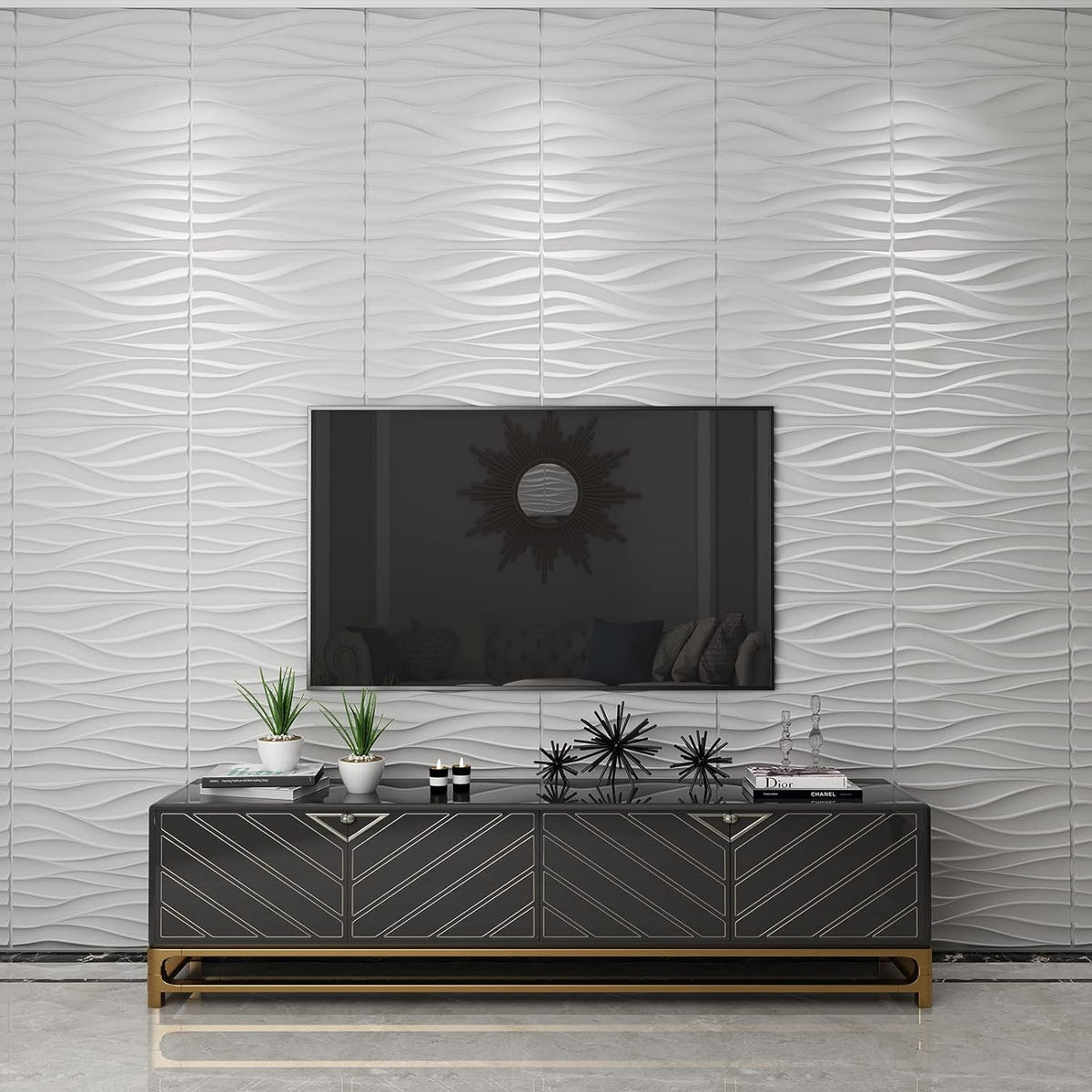 White Pack of 2 3D Wall Panels G2641
