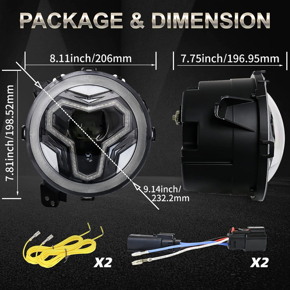 9 inch LED Headlights with DRL Turn Signal Light B7521
