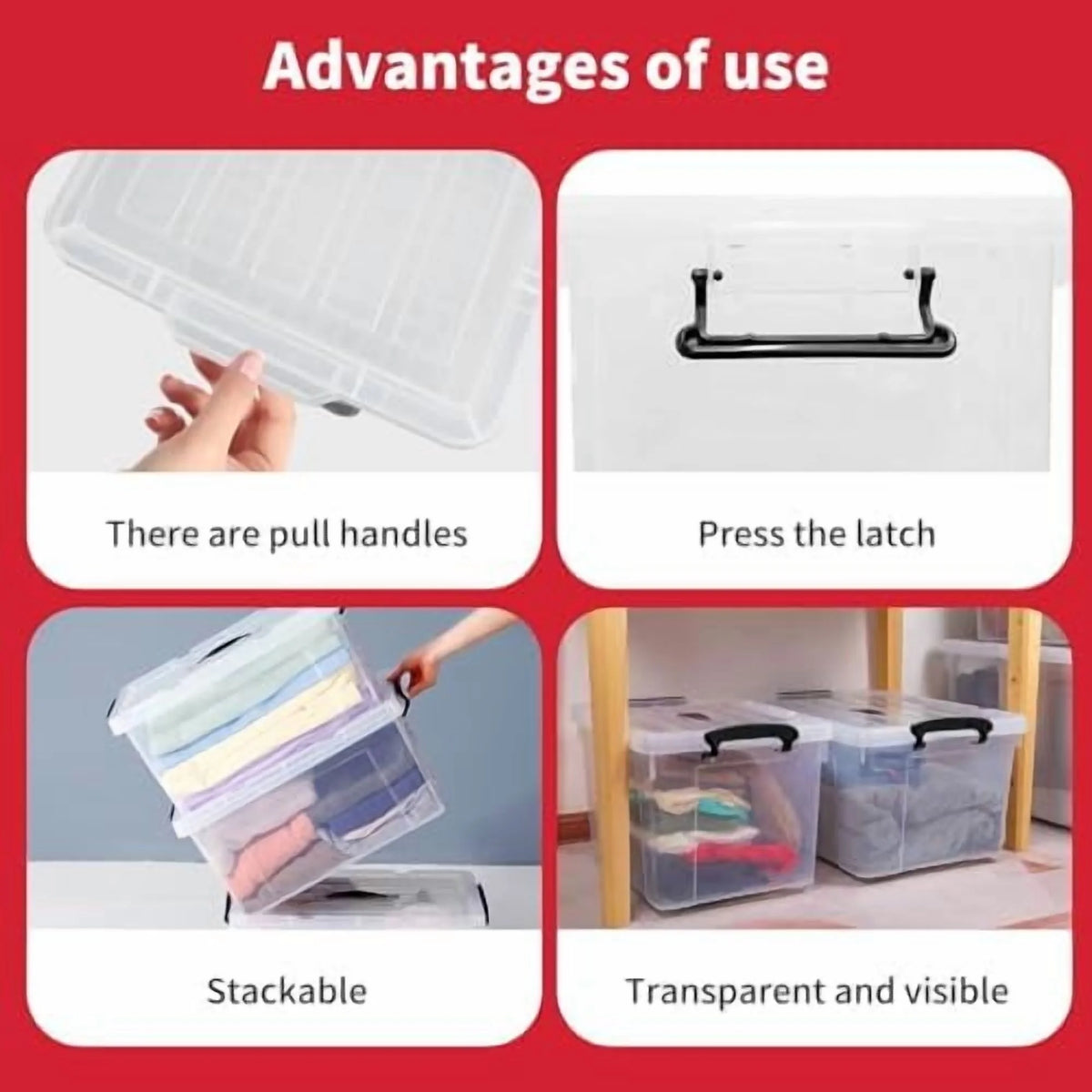 100 Quart 4-Pack Clear Plastic Storage Bins with Lids V53370