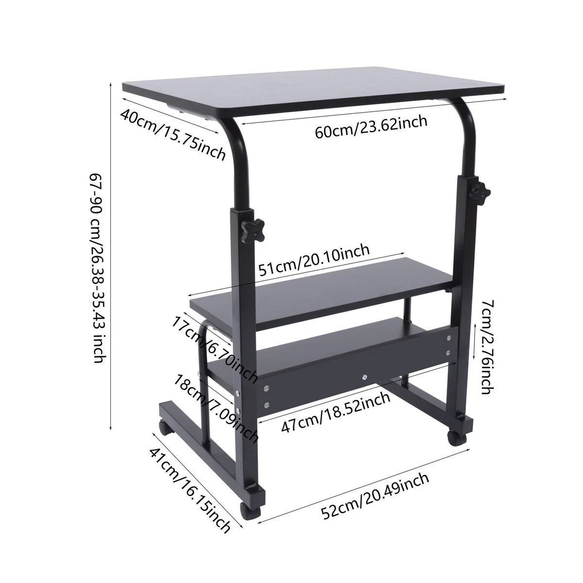 Adjustable Mobile Sofa Side Table with Wheels Q40872