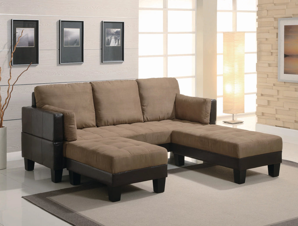 Brown Upholstered Sofa Bed with 2 Ottomans T94487