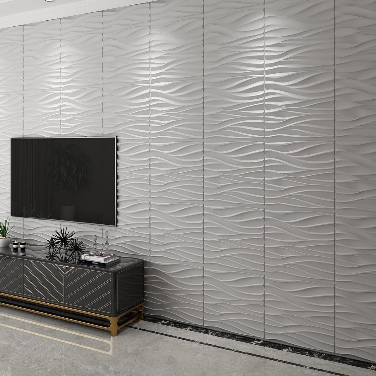 White Pack of 2 3D Wall Panels G2641