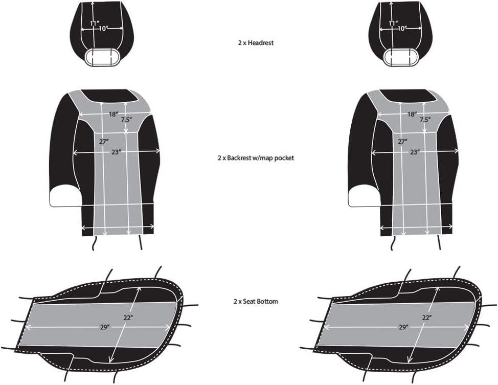 Neoprene Car Front Seat Covers Gray & Black D289