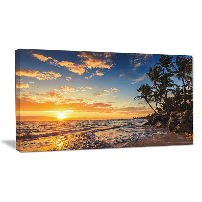 Tropical Island Beach Canvas 40 in. Wide x 20 in. High V873855