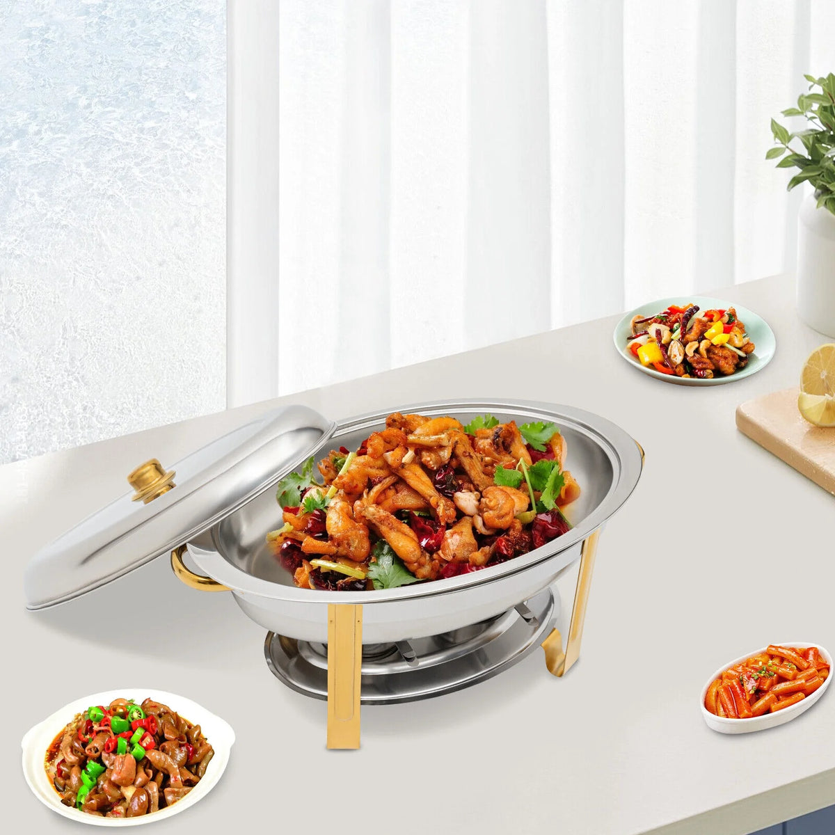 5.5L Stainless Steel Oval Chafing Dish with Lid X209319