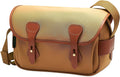 Khaki Canvas Tan Leather Shoulder Bag L3609