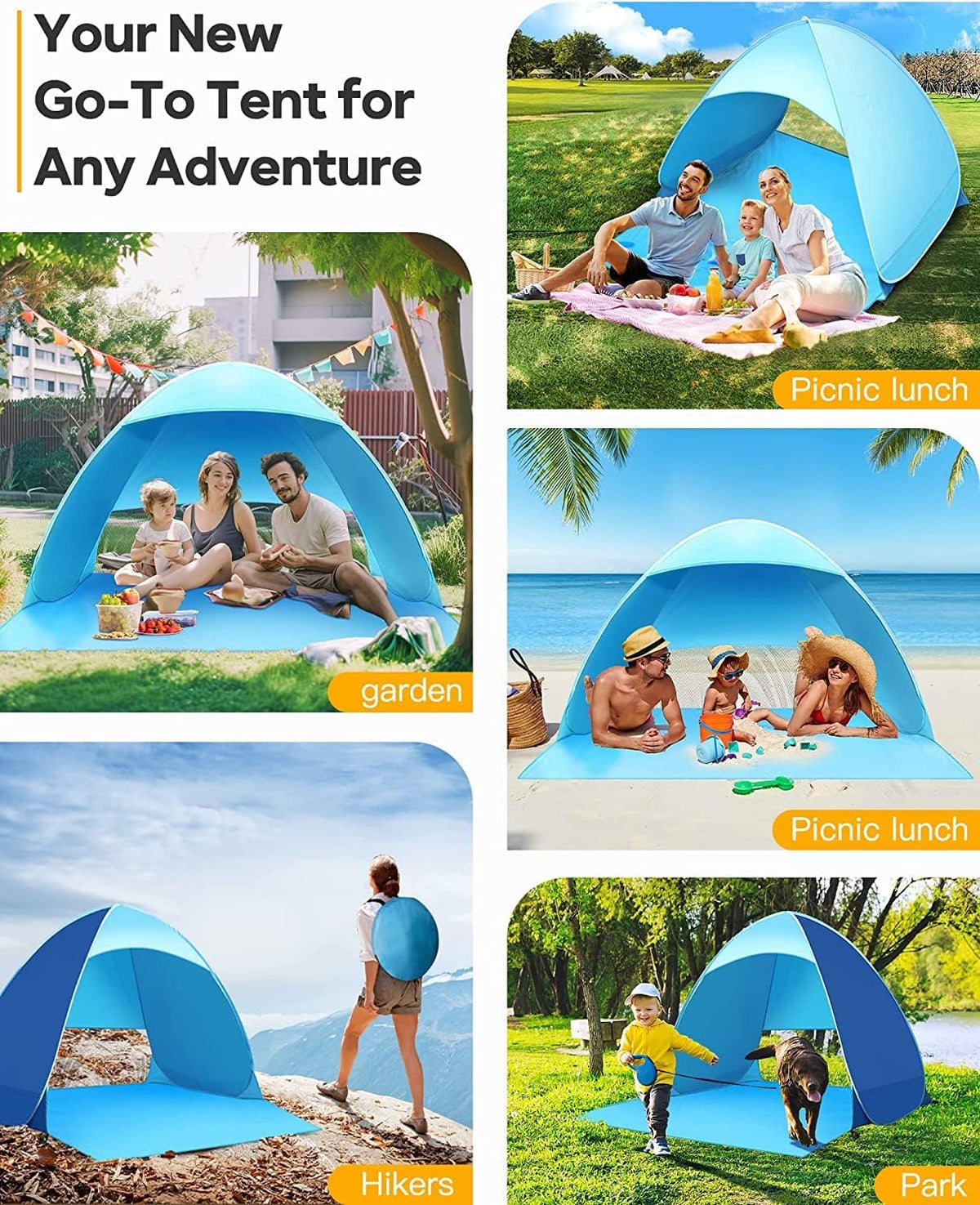 Pop Up Beach Tent, UPF 50+, Waterproof, with Carry Bag D28161