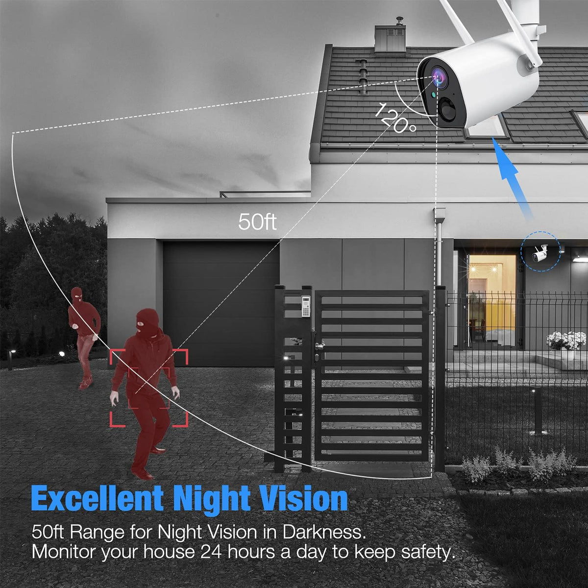 1080P Solar Wireless Security Camera with Night Vision O1417