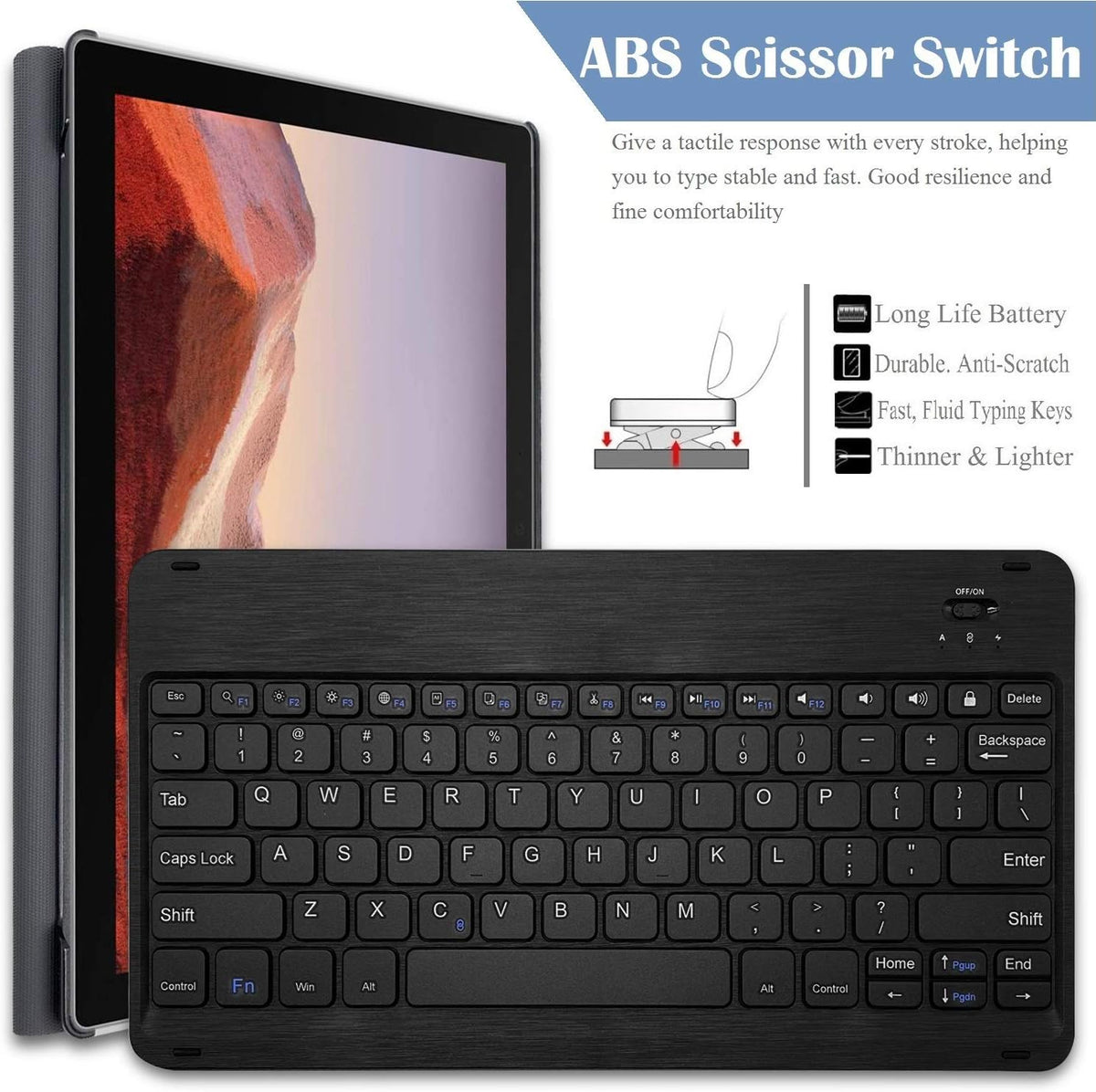 Backlit Keyboard Case with Detachable Wireless Keyboard for 12.3 Inch Tablet A870225