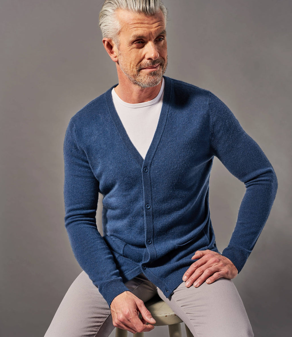 Blue Cashmere V Neck Cardigan F90764