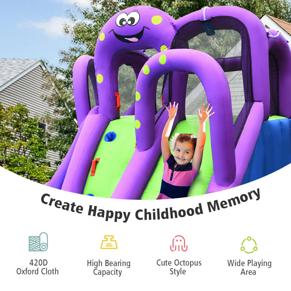 Inflatable Water Park Bounce House with Dual Slide Climbing Wall P871893