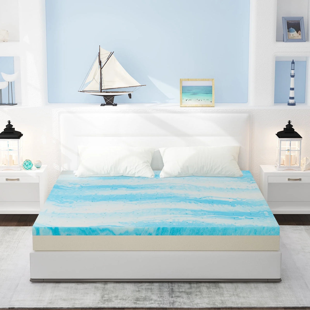 2 Inch Twin Size Cool Gel Memory Foam Mattress Topper T3574