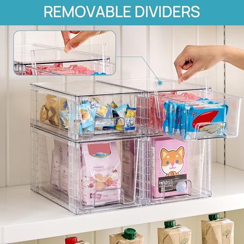 4 Pack Clear Stackable Plastic Storage Drawers R5315