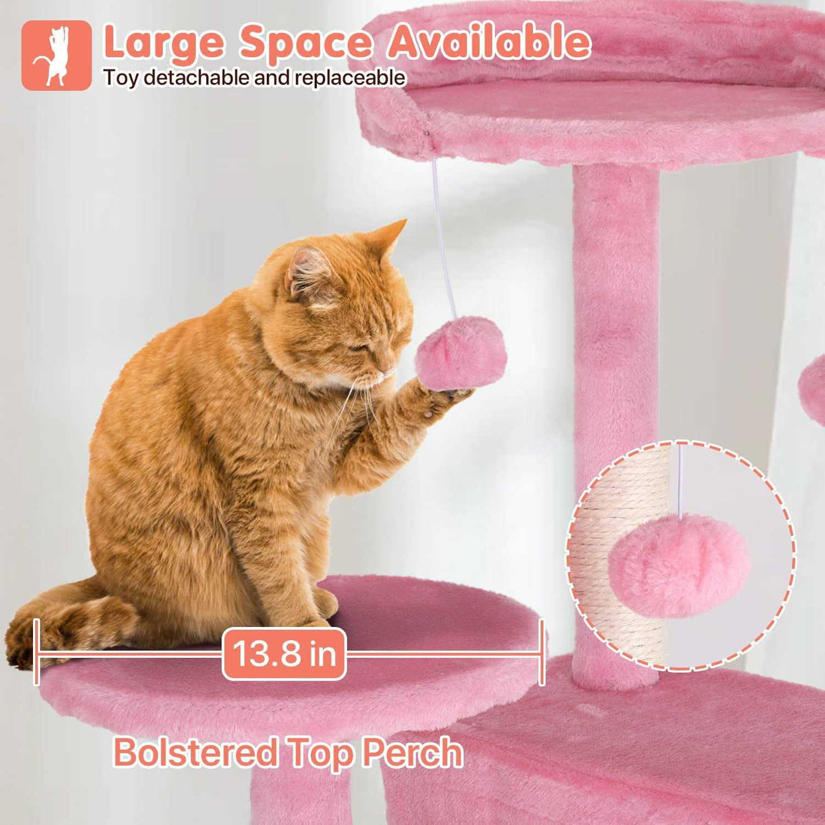 54-in Double Condo Cat Tree Tower Playhouse with Scratching Post & Perch W470