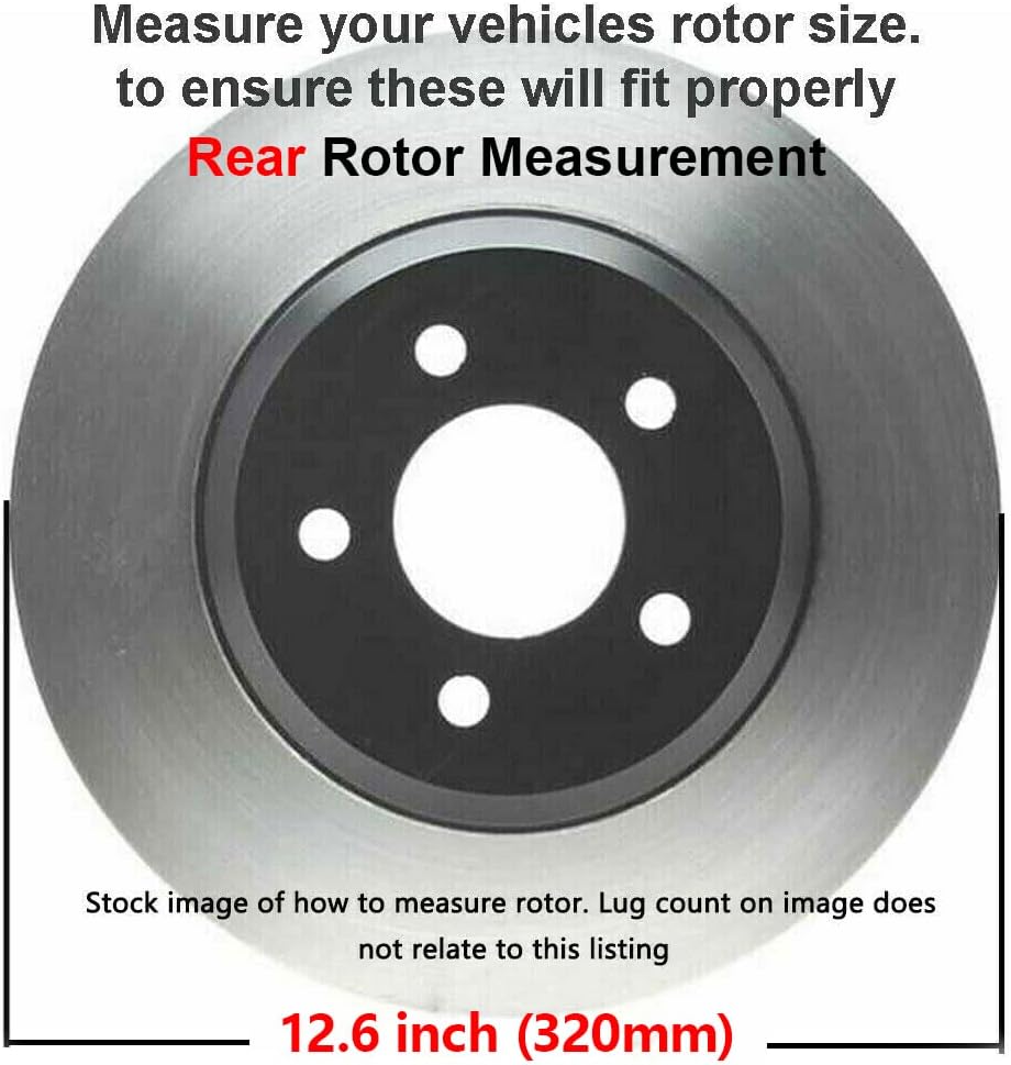 Front 12.6" & Rear Drilled Slotted Rotors + Brake Pads 10pc Set H39948