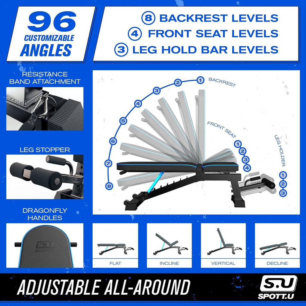 Adjustable Weight Bench Press Foldable Incline Decline Gym Bench Y88177