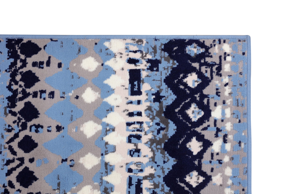 Light Blue Geometric Pattern Rug K758