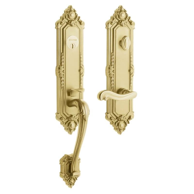 Satin Brass and Brown Tubular Handleset M504708