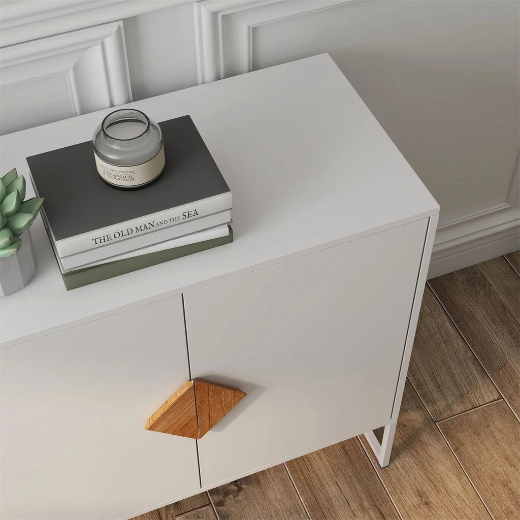 White Modern 4 Door Storage Sideboard Cabinet P919722