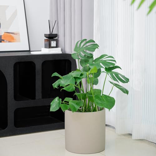 Gray 5 Inch Cement Plant Pots with Drainage Hole Q9829