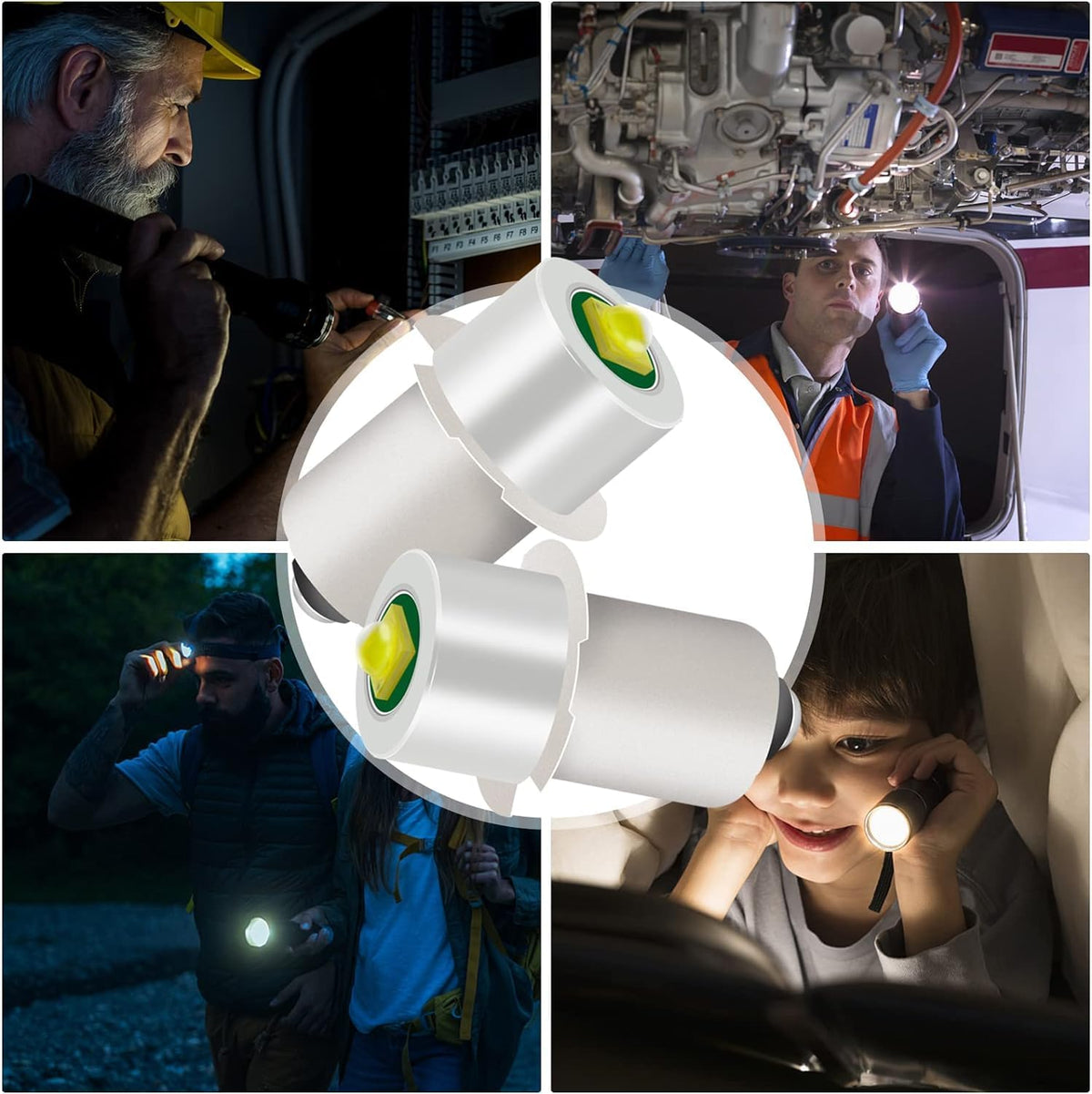 3 Pack White LED Flashlight Bulb P13.5S PR2 3W 3V 4.5V 6V Replacement Set T8363
