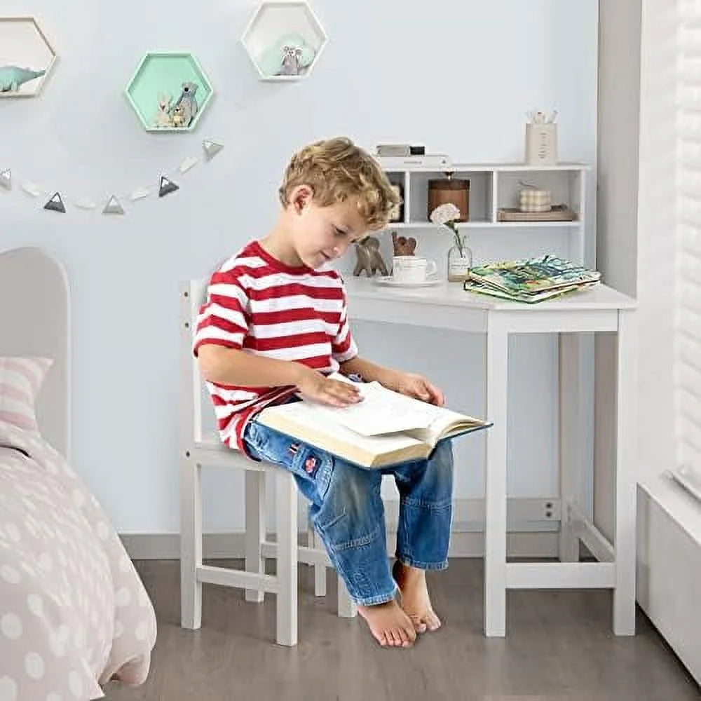 Wooden Desk and Chair Set with Hutch and Bookshelf T789179
