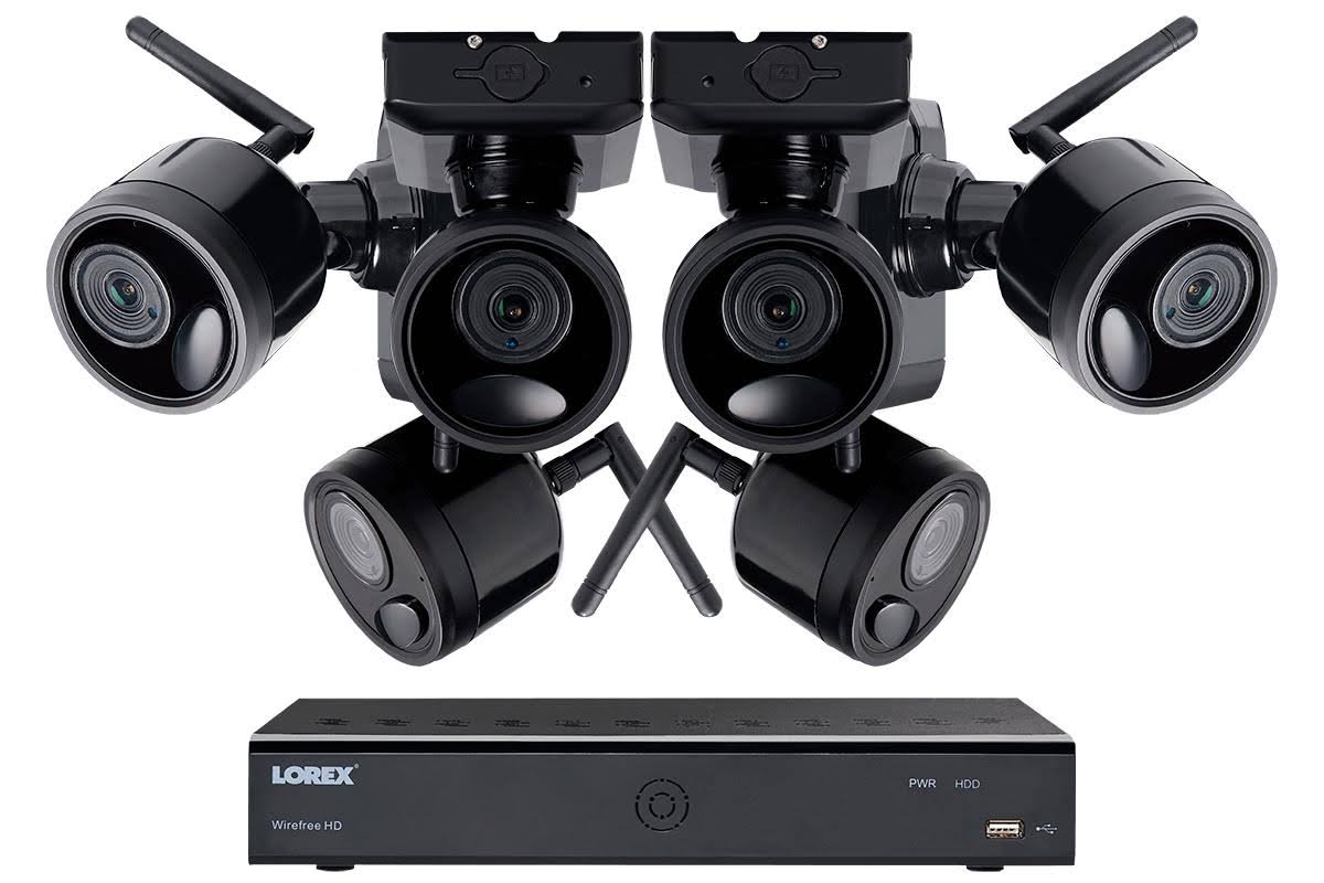 6 Rechargeable Black Wireless Camera System, 95ft Night Vision Z364243