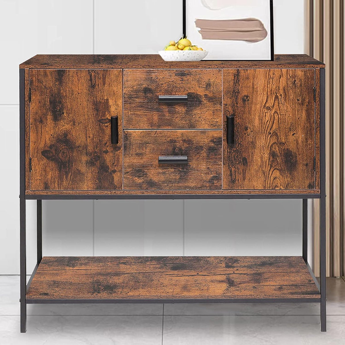 Rustic Brown Storage Cabinet with 2 Drawers S762