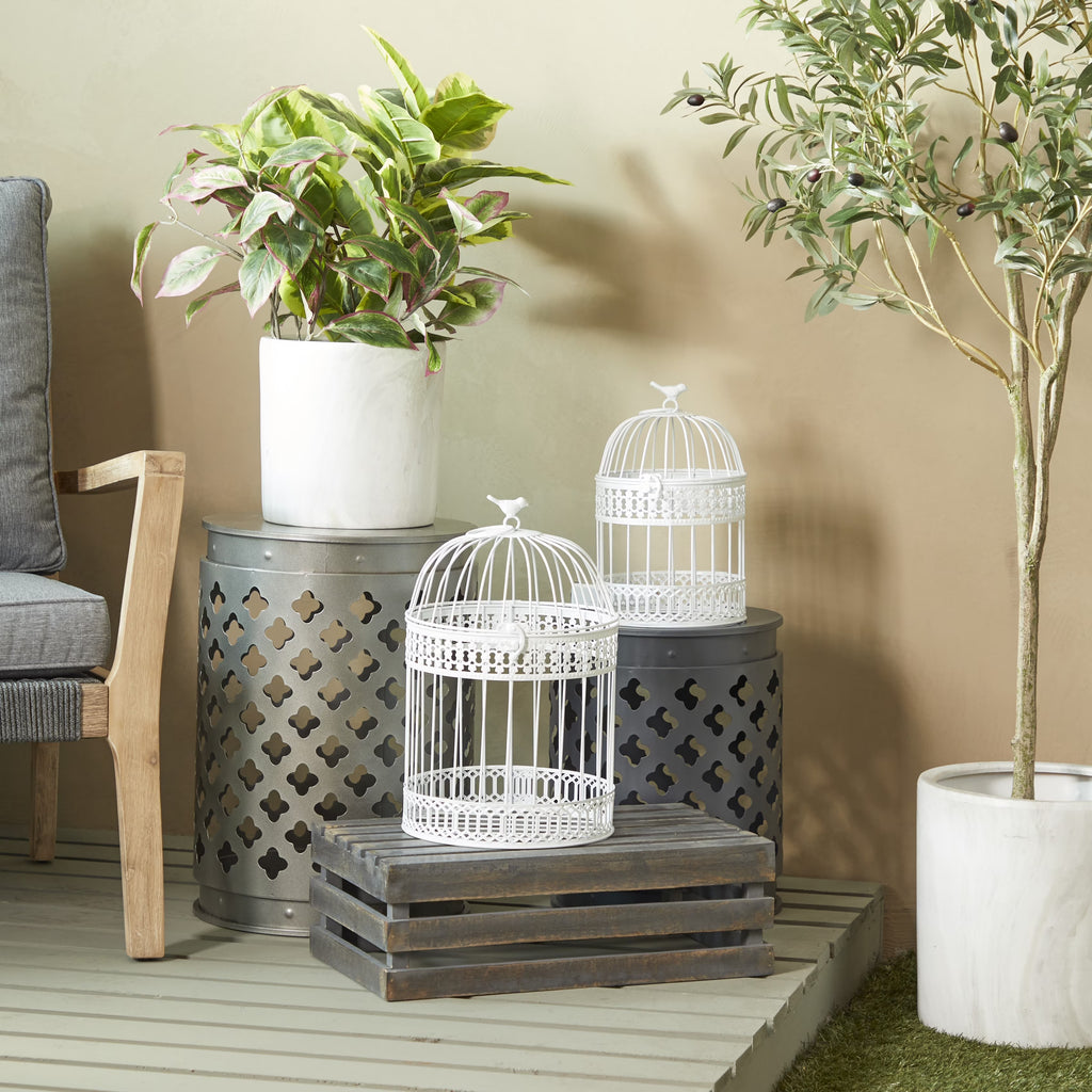 Blue or White Metal Birdcage Set of 2 R92557