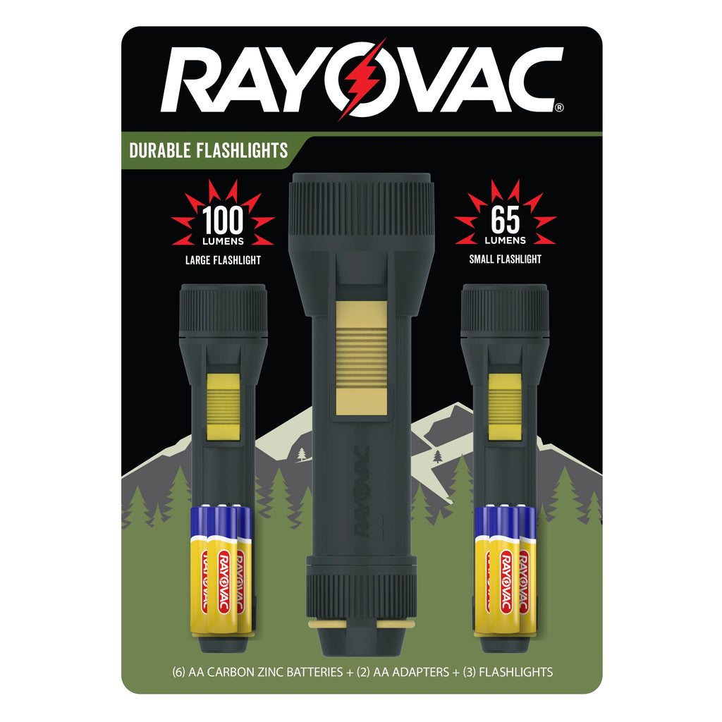Camping LED Flashlights, 100 & 65 Lumens, 3-Pack O27357