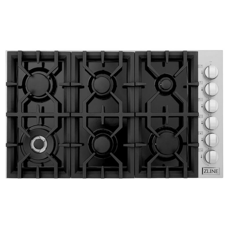 6 Burner Porcelain Gas Cooktop in Stainless Steel J9561