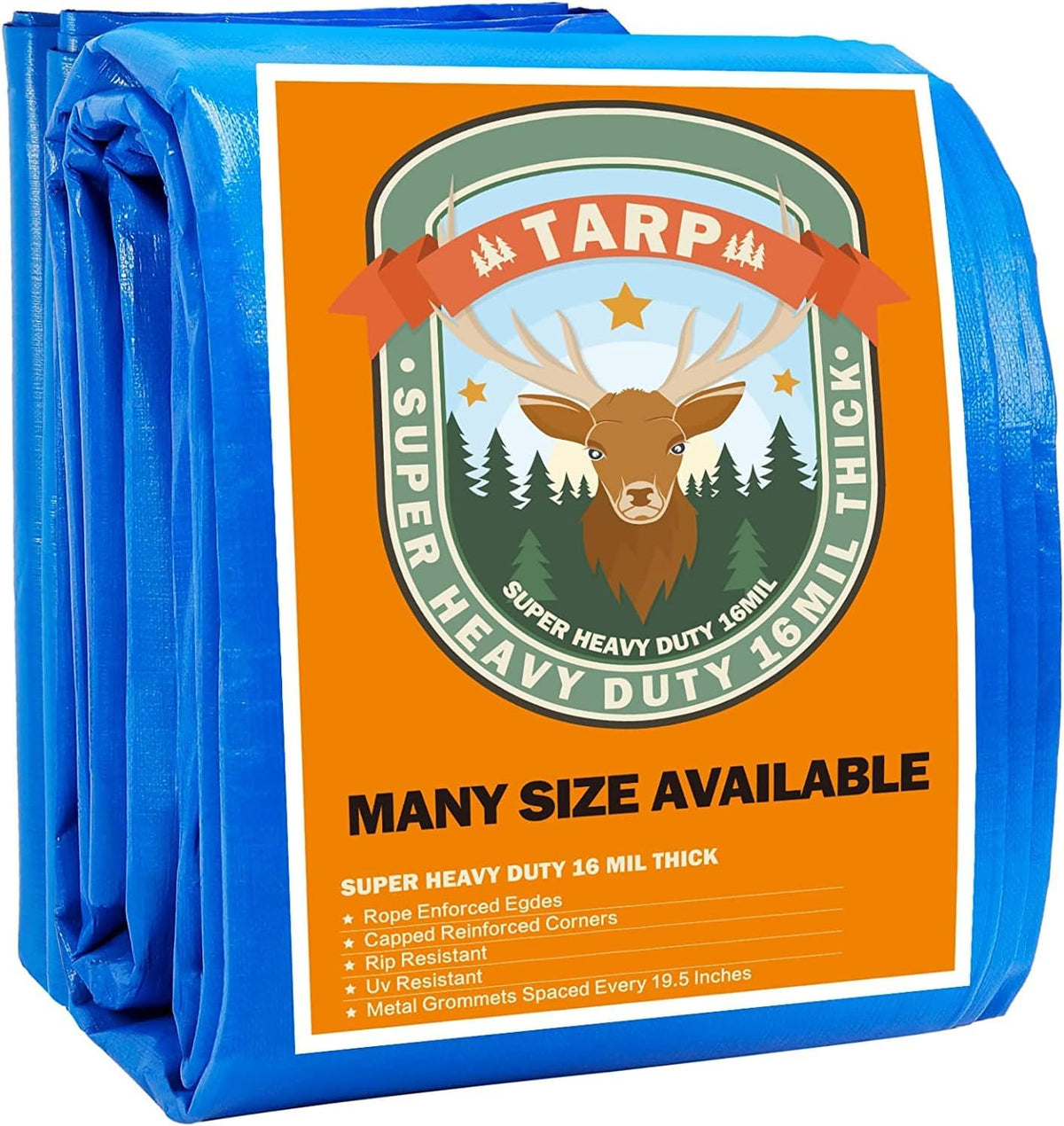16 Mil Blue Poly Tarpaulin with Metal Grommets F957